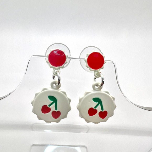 Cherry Earrings - Fruit Earrings - Teacher Earrings - Dangle Earrings - Picture 1 of 9
